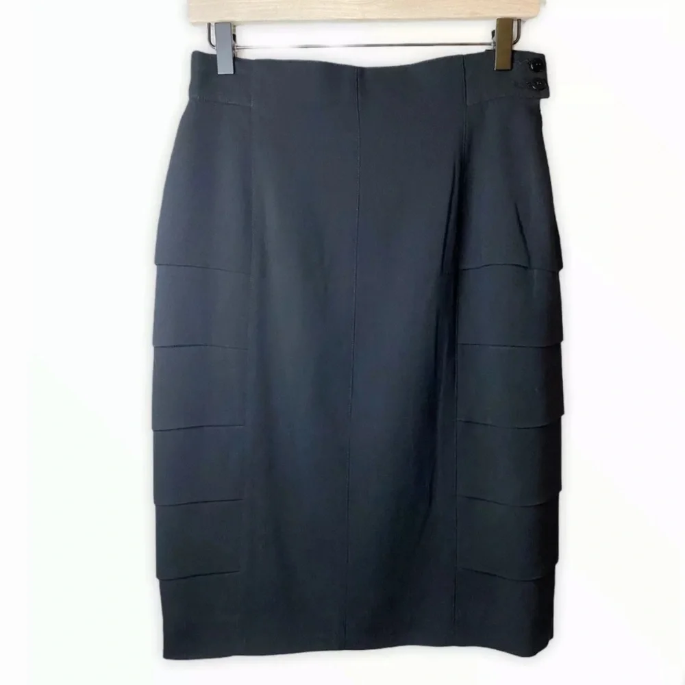 Escada Ruffle High Waisted Wool Skirt